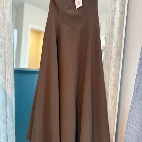 NWT, Odd Muse "The Ultimate Muse" Midi Strapless corset midi dress in brown - Picture 5 of 6